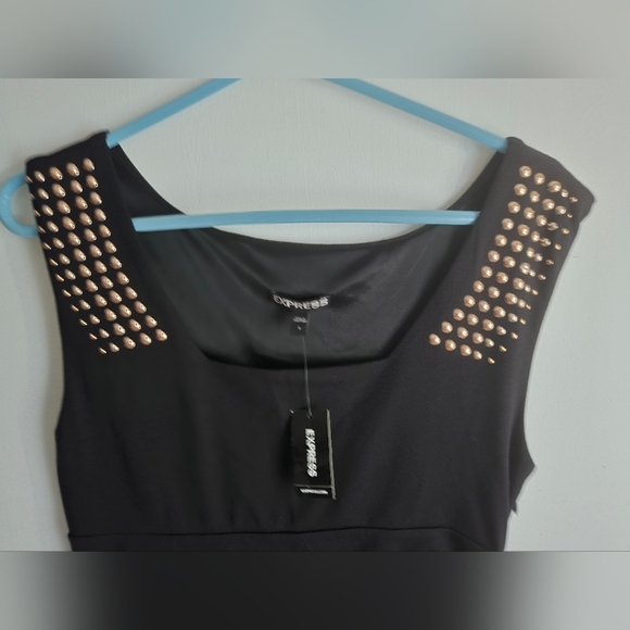 Express Black Dress with Gold Studs Size 8 - Picture 3 of 9